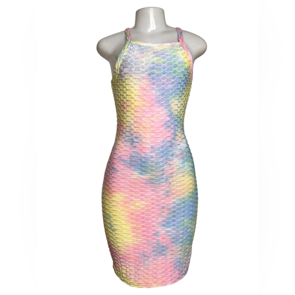 Love Streak Pastel Tie-Dye Honeycomb Bodycon Dress – Size S